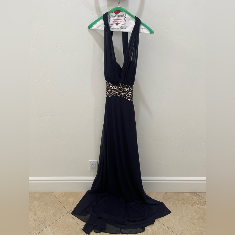 Navy Blue mesh and sequin dress